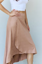 Ninexis First Choice High Waisted Flare Maxi Skirt in Camel - Guy Christopher