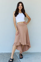 Ninexis First Choice High Waisted Flare Maxi Skirt in Camel - Guy Christopher