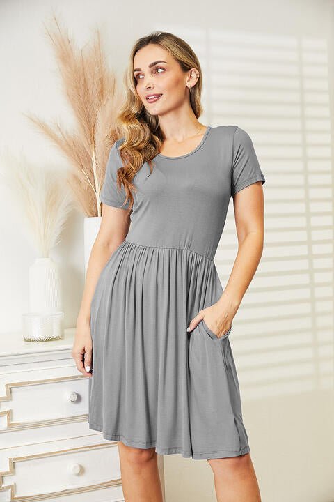 Ninexis Full Size Short Sleeve Dress with Pockets - Guy Christopher