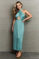 Ninexis Know Your Worth Criss Cross Halter Neck Maxi Dress - Guy Christopher