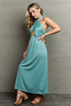 Ninexis Know Your Worth Criss Cross Halter Neck Maxi Dress - Guy Christopher