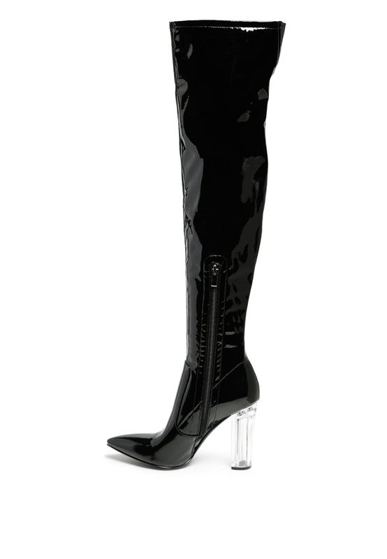 NOIRE THIGH HIGH LONG BOOTS IN PATENT PU - Guy Christopher