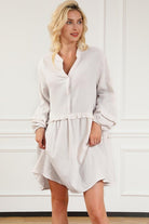 Notched Balloon Sleeve Mini Dress - Guy Christopher