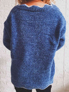 Notched Dropped Shoulder Long Sleeve Sweater - Guy Christopher