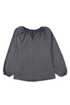 Notched Neck Balloon Sleeve Blouse - Guy Christopher