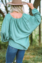 Notched Neck Balloon Sleeve Blouse - Guy Christopher