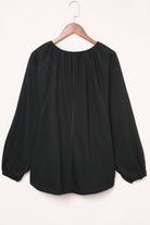 Notched Neck Balloon Sleeve Blouse - Guy Christopher