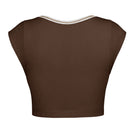 Notched Neck Cap Sleeve Cropped Tee - Guy Christopher