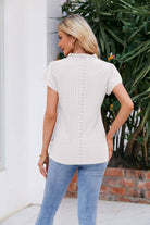 Notched Neck Puff Sleeve Blouse - Guy Christopher