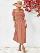 Off-Shoulder Balloon Sleeve Midi Dress - Guy Christopher