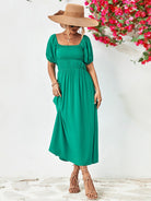 Off-Shoulder Balloon Sleeve Midi Dress - Guy Christopher