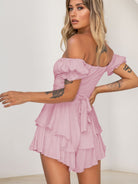 Off Shoulder Flounce Sleeve Mini Dress - Guy Christopher