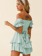 Off Shoulder Flounce Sleeve Mini Dress - Guy Christopher