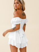 Off Shoulder Flounce Sleeve Mini Dress - Guy Christopher