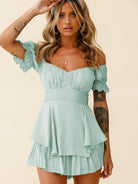 Off Shoulder Flounce Sleeve Mini Dress - Guy Christopher