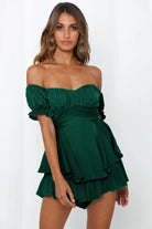 Off Shoulder Flounce Sleeve Mini Dress - Guy Christopher