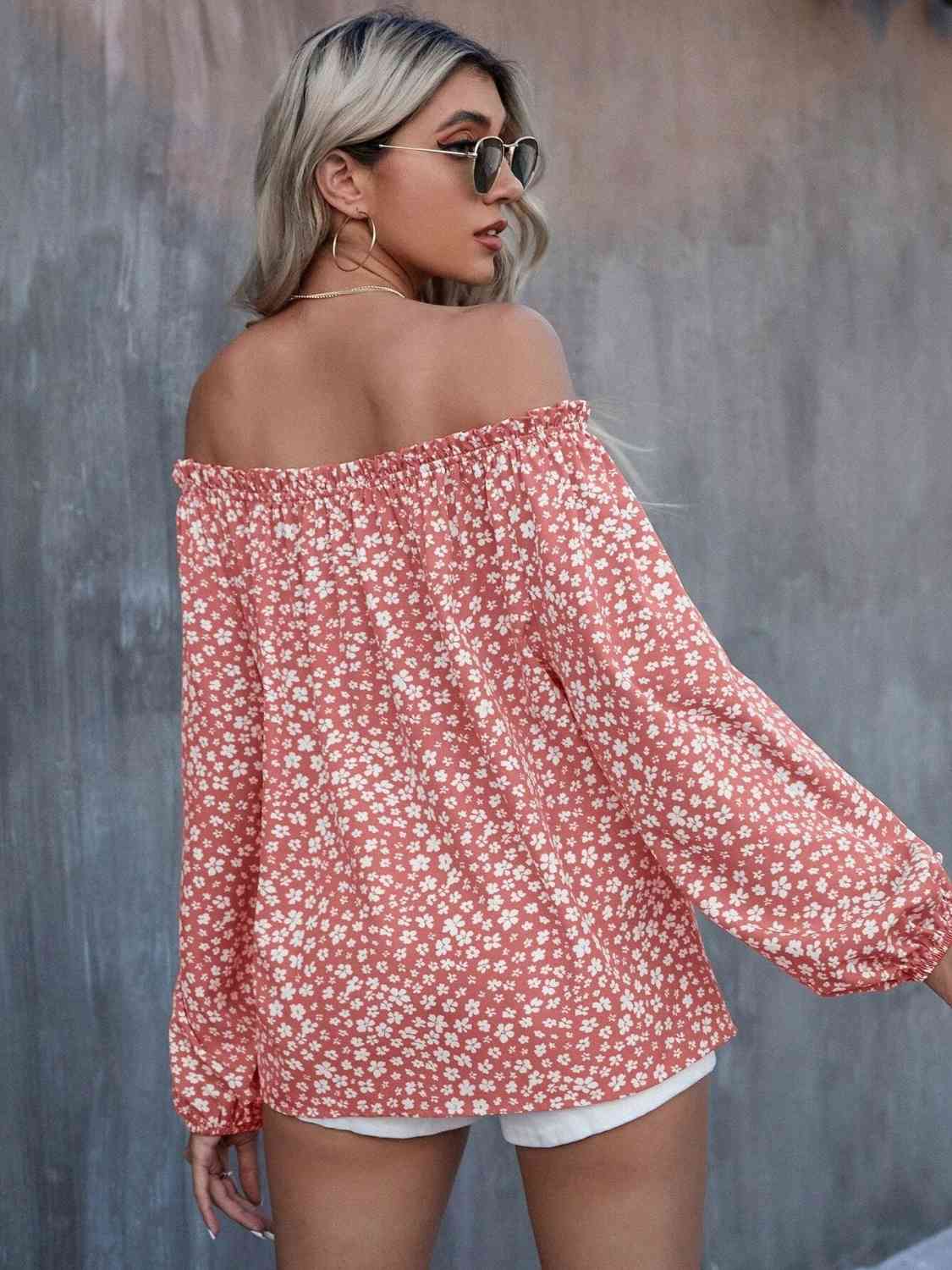 Off-Shoulder Long Sleeve Blouse - Guy Christopher