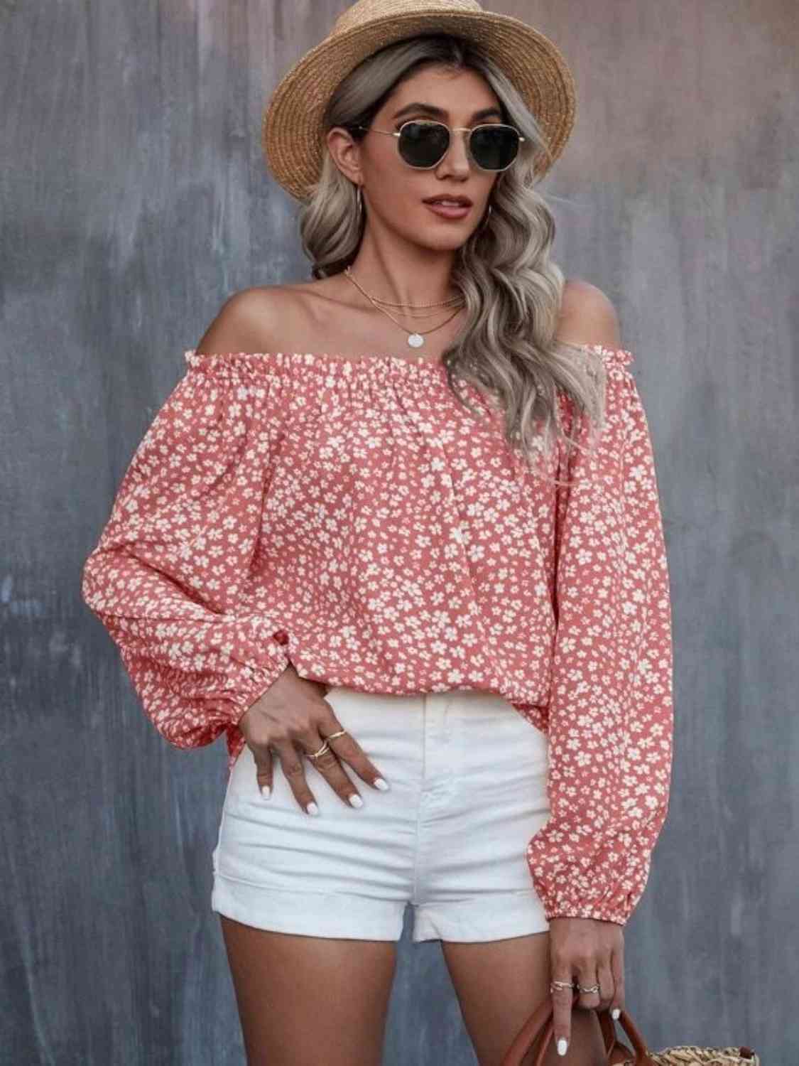 Off-Shoulder Long Sleeve Blouse - Guy Christopher