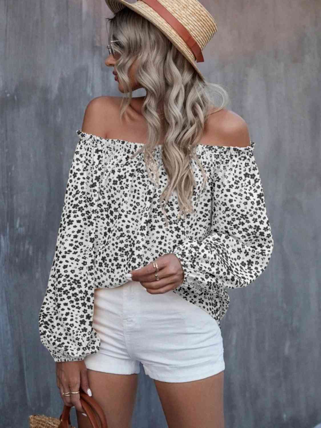 Off-Shoulder Long Sleeve Blouse - Guy Christopher