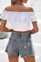 Off-Shoulder Ruffled Cropped Top - Guy Christopher