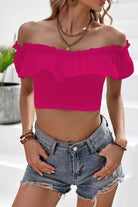 Off-Shoulder Ruffled Cropped Top - Guy Christopher