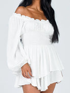 Off Shoulder Smocked Waist Mini Dress - Guy Christopher