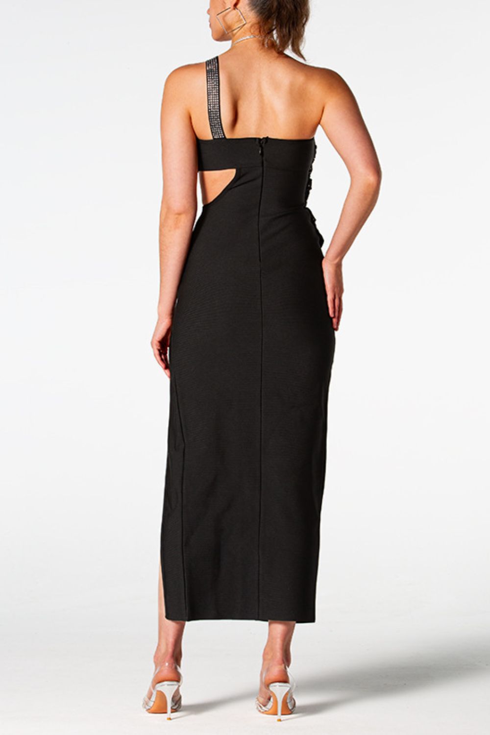 One-Shoulder Cutout Split Dress - Guy Christopher