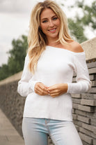 One-Shoulder Long Sleeve Ribbed Top - Guy Christopher