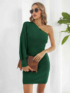 One-Shoulder Mini Sweater Dress - Guy Christopher