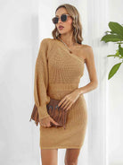 One-Shoulder Mini Sweater Dress - Guy Christopher