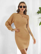 One-Shoulder Mini Sweater Dress - Guy Christopher