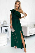 One-Shoulder Ruffled Maxi Dress - Guy Christopher