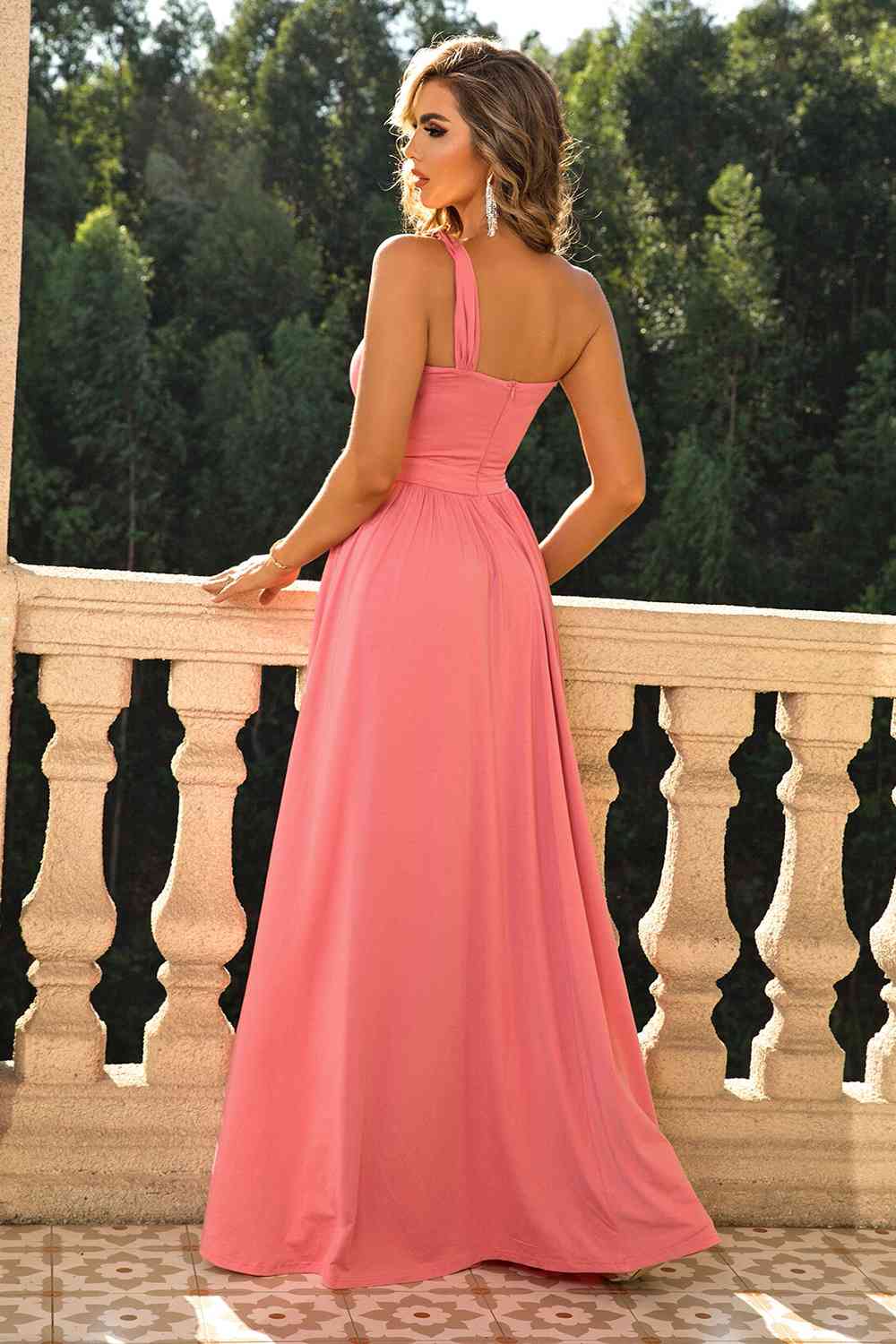 One-Shoulder Split Maxi Dress - Guy Christopher