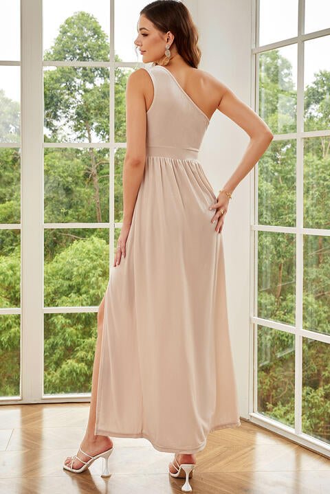 One-Shoulder Split Sleeveless Dress - Guy Christopher