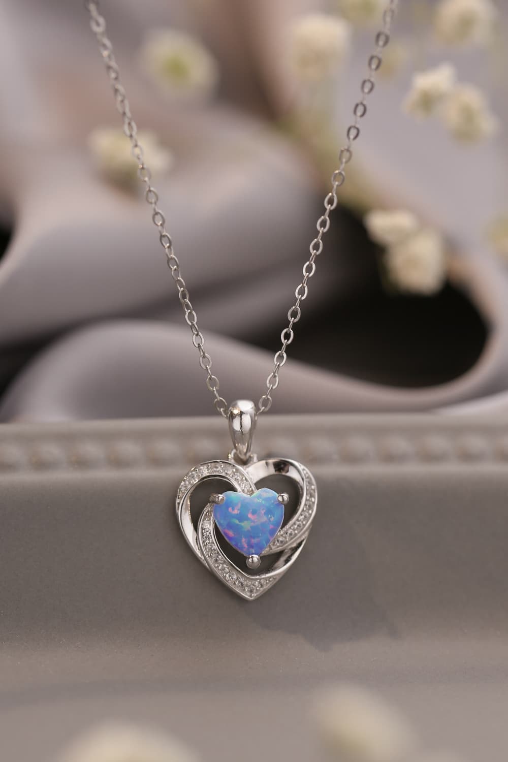 Opal Heart Pendant Necklace - Dazzle with the Romance of Nature's Treasures - Elevate Your Style and Captivate Hearts - Guy Christopher