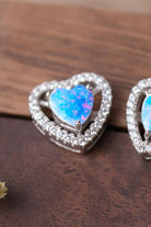 "Opal Heart Stud Earrings - Radiate Unconditional Love with Enchanting Shades of Blue and Green - Timeless Treasure to Cherish Forever" - Guy Christopher 