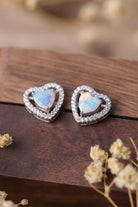 "Opal Heart Stud Earrings - Radiate Unconditional Love with Enchanting Shades of Blue and Green - Timeless Treasure to Cherish Forever" - Guy Christopher 