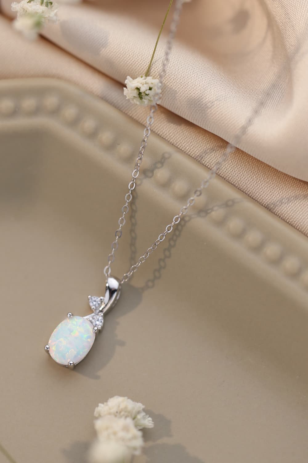 Opal Oval Pendant Chain Necklace - Indulge in the Magic of Love and Romance - Elevate Your Elegance - Guy Christopher