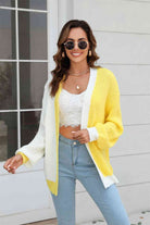 Open Front Contrast Color Balloon Sleeve Cardigan - Guy Christopher