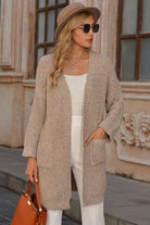 Open Front Drop Shoulder Cardigan with Pockets - Guy Christopher