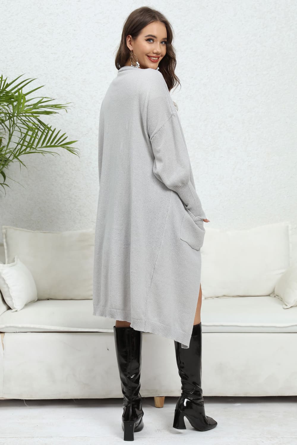 Open Front Dropped Shoulder Cardigan - Guy Christopher