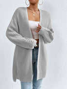 Open Front Dropped Shoulder Slit Cardigan - Guy Christopher