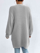 Open Front Dropped Shoulder Slit Cardigan - Guy Christopher