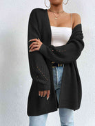 Open Front Dropped Shoulder Slit Cardigan - Guy Christopher