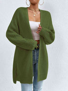 Open Front Dropped Shoulder Slit Cardigan - Guy Christopher