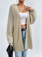 Open Front Dropped Shoulder Slit Cardigan - Guy Christopher