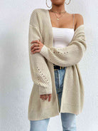 Open Front Dropped Shoulder Slit Cardigan - Guy Christopher