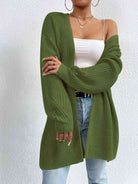 Open Front Dropped Shoulder Slit Cardigan - Guy Christopher