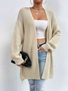 Open Front Dropped Shoulder Slit Cardigan - Guy Christopher