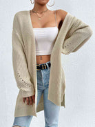 Open Front Dropped Shoulder Slit Cardigan - Guy Christopher